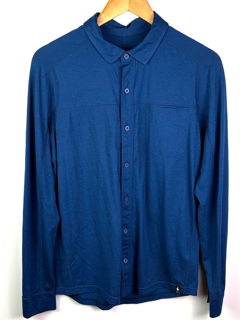 Smartwool merino wool blend Long-Sleeve Button-Up Shirt in Deep Blue size S